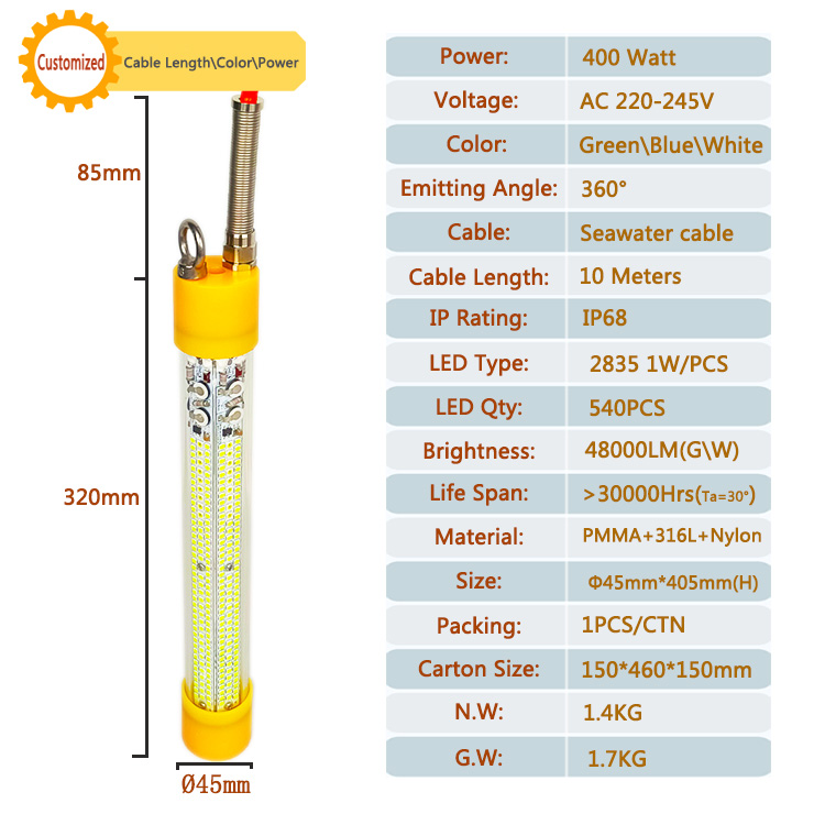 400W Green White 220v Fishing  - Fishing Lure 评论和价格