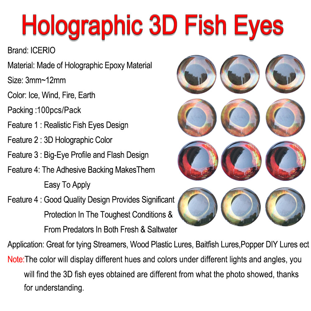 ICERIO 100PCS  Holographic 3D  - Fishing Equipment Fly 评论和价格